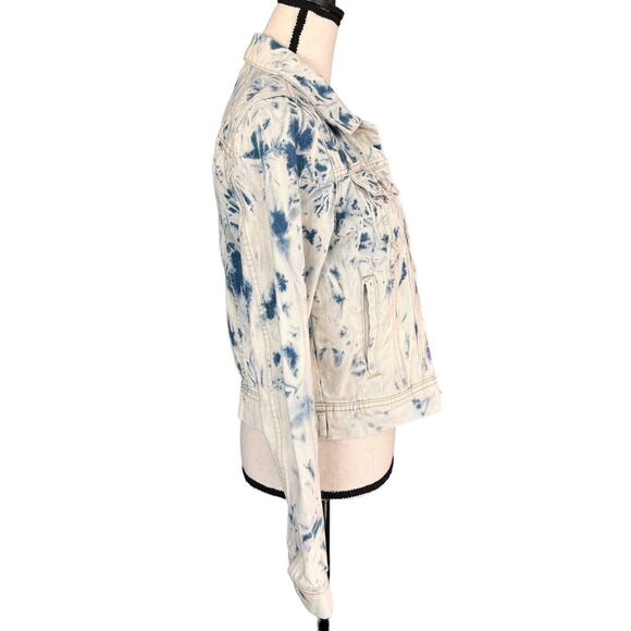 Free People Small Rumors Jean Jacket Button-Up Jones Tie-Dye Long Sleeve Pockets - Picture 4 of 12